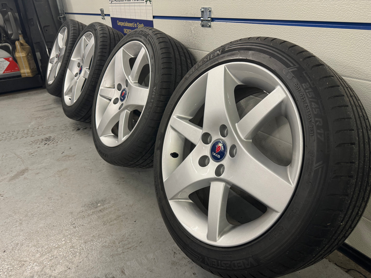 Saab Alu 36 velgen met nieuwe banden