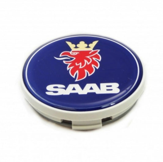 Saab wiel naafkapjes naafdoppen 63mm blauw (orgineel formaat)