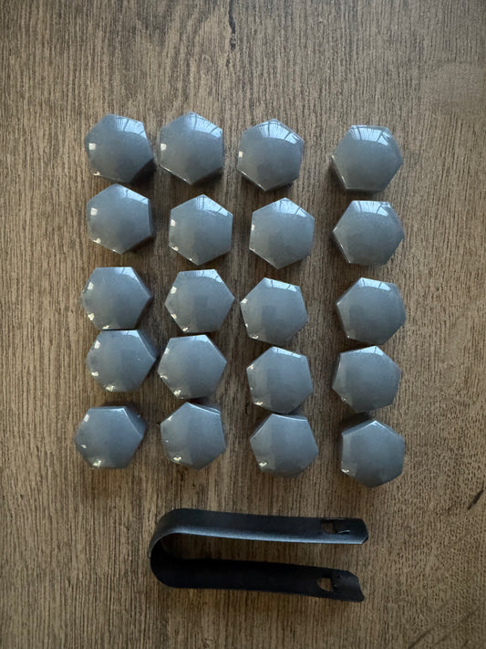 Wielboutkapjes 17mm 20 stuks met tool grijs
